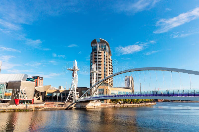 Πανοραμική άποψη των αποβαθρών Salford στο Μάντσεστερ, UK στοκ εικόνα με δικαίωμα ελεύθερης χρήσης Πανοραμική άποψη των αποβαθρών Salford στο Μάντσεστερ, UK στοκ εικόνα με δικαίωμα ελεύθερης χρήσης