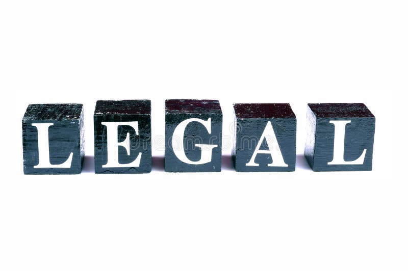 Legal spelled out on black blocks. Legal spelled out on black blocks.