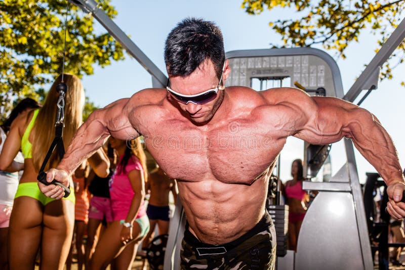 SIOFOK - AUG 1: Molnar Peter participate in Scitec Muscle Beach bodybuilding seminar on August 1, 2015 in Siofok, Hungary. SIOFOK - AUG 1: Molnar Peter participate in Scitec Muscle Beach bodybuilding seminar on August 1, 2015 in Siofok, Hungary