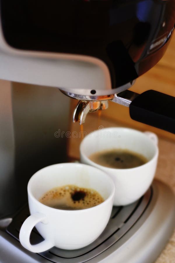 Espresso machine brewing fresh coffee. Espresso machine brewing fresh coffee