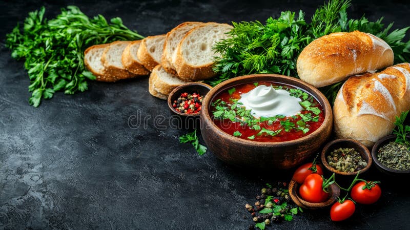 Παραδοσιακή σούπα τεύτλων γνωστή ως Πεντανόστιμο Μπολ του Μπόρσχτ στοκ εικόνες