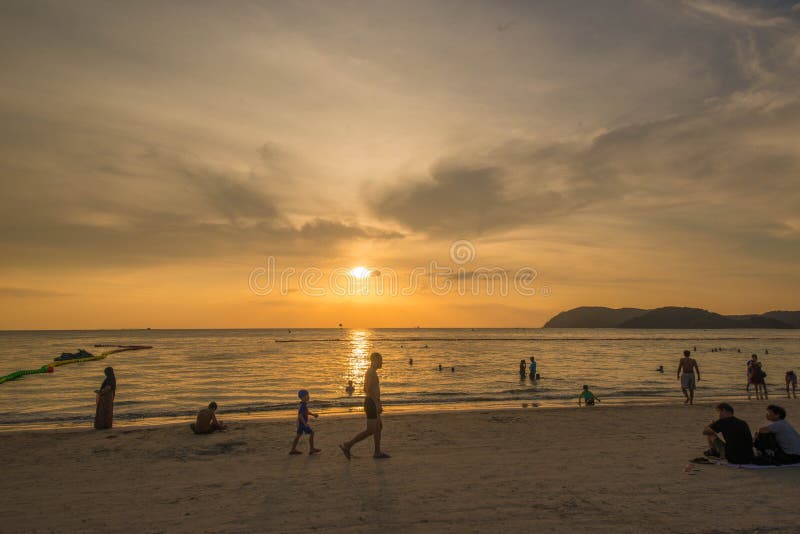 Παραλία Cenang Pantai σε Langkawi, Μαλαισία στοκ εικόνες