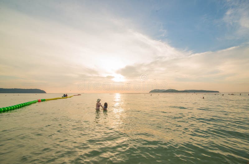 Παραλία Cenang Pantai σε Langkawi, Μαλαισία στοκ φωτογραφίες