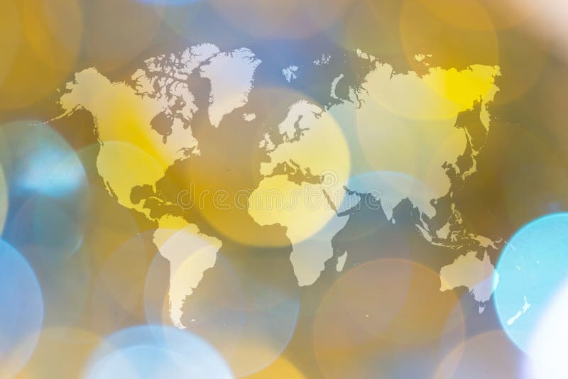 Περίληψη bokeh του φωτός με τον παγκόσμιο χάρτη στοκ εικόνα με δικαίωμα ελεύθερης χρήσης