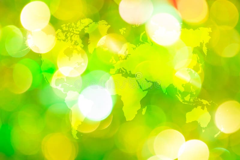 Περίληψη bokeh του φωτός με τον παγκόσμιο χάρτη στοκ φωτογραφίες