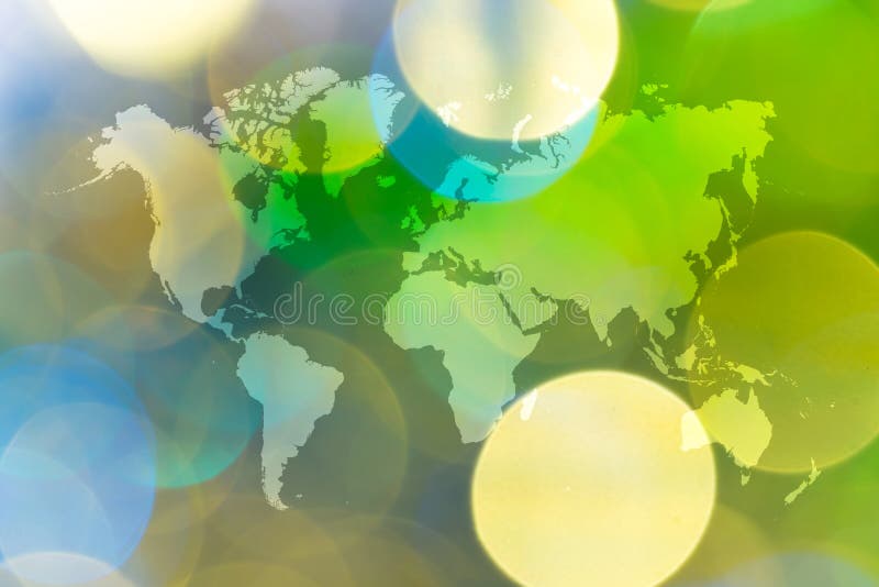 Περίληψη bokeh του φωτός με τον παγκόσμιο χάρτη στοκ φωτογραφία με δικαίωμα ελεύθερης χρήσης