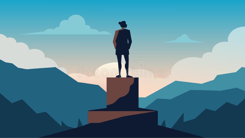 A silhouette of a person standing on a pedestal looking upwards towards the sky as they sculpt their own destiny.. Vector illustration AI generated. A silhouette of a person standing on a pedestal looking upwards towards the sky as they sculpt their own destiny.. Vector illustration AI generated