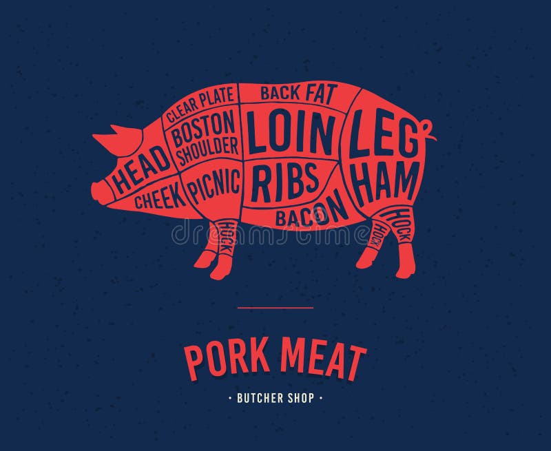 Diagrams for butcher shop. Animal silhouette pork. Vector illustration. Diagrams for butcher shop. Animal silhouette pork. Vector illustration.