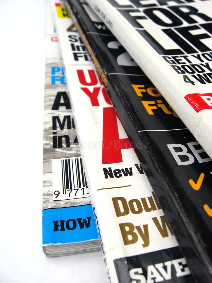 Pile of magazines on a white background. Pile of magazines on a white background