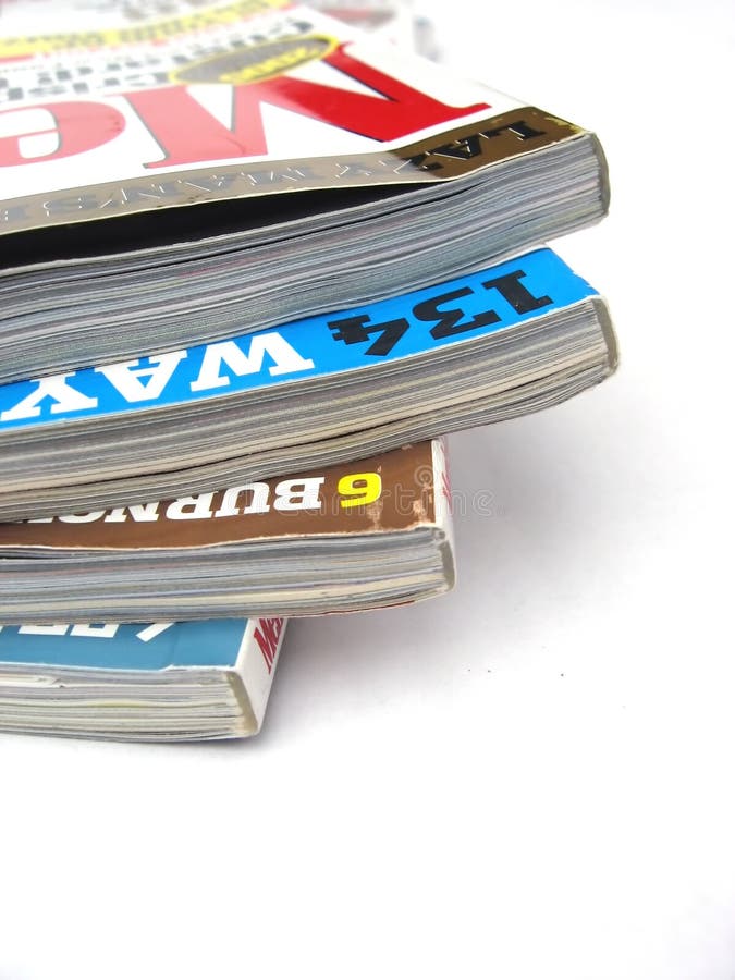 Pile of magazines on a white background. Pile of magazines on a white background