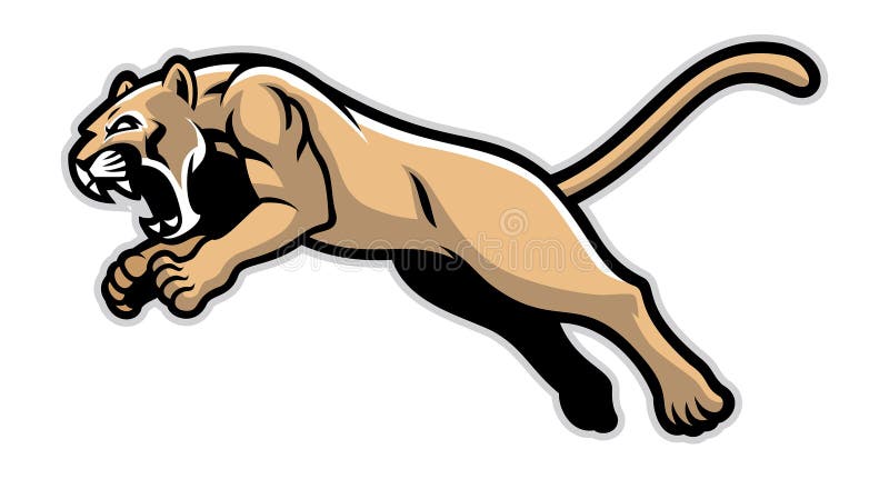 Vector of jumping cougar mascot. Vector of jumping cougar mascot