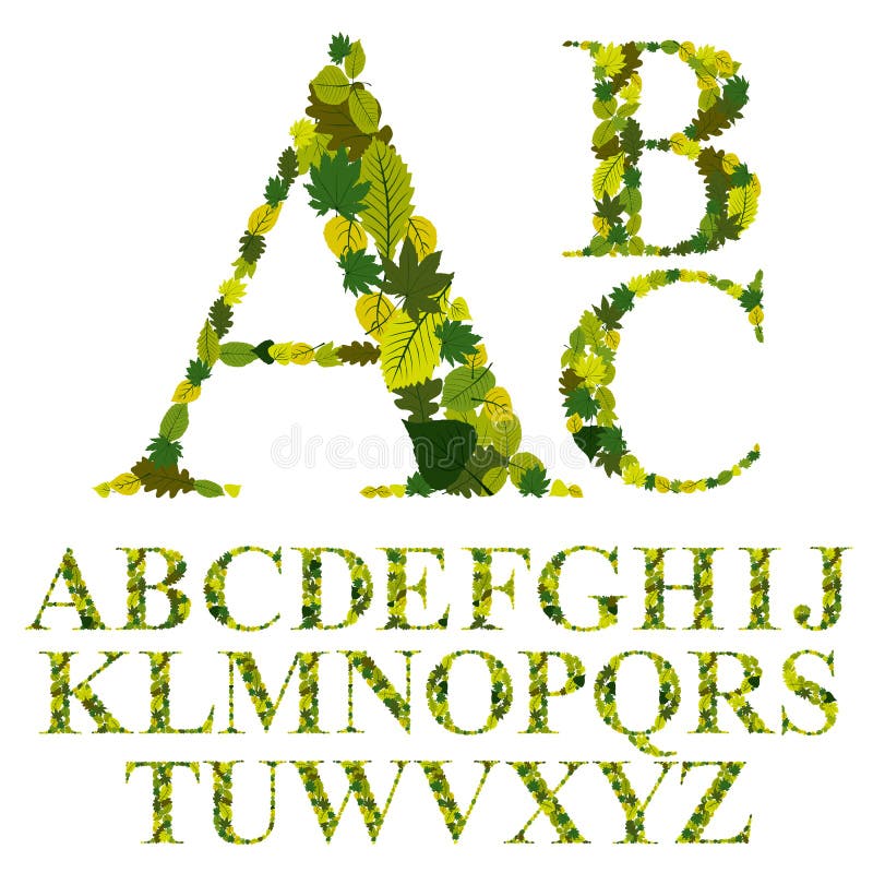 Πηγή που γίνεται με τα φύλλα, floral επιστολές αλφάβητου καθορισμένες, διάνυσμα desig ελεύθερη απεικόνιση δικαιώματος Πηγή που γίνεται με τα φύλλα, floral επιστολές αλφάβητου καθορισμένες, διάνυσμα desig ελεύθερη απεικόνιση δικαιώματος