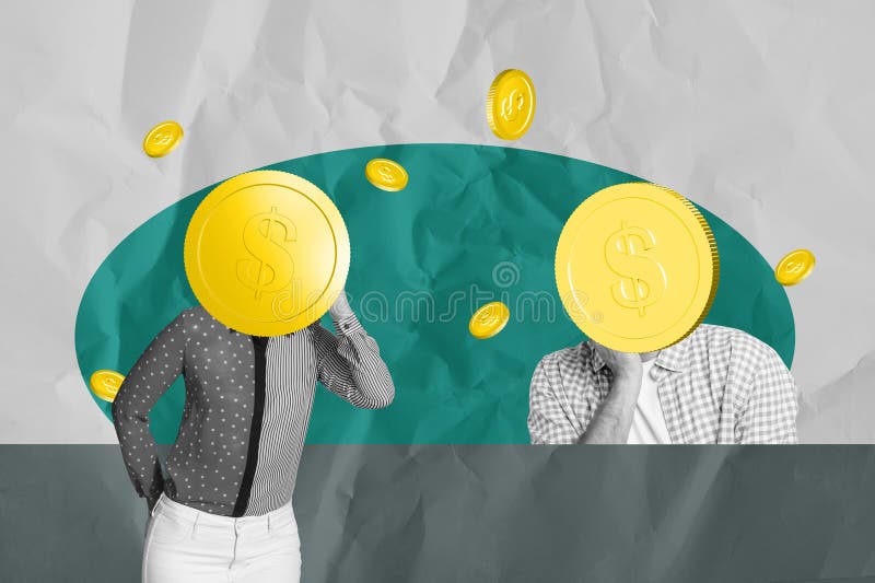 Πλήρες μοντέρνο κολάζ 3-Δ ανωνύμων επιχειρηματιών αντί να ηγηθεί κέρδος εισοδήματος νομισμάτων στοκ φωτογραφίες με δικαίωμα ελεύθερης χρήσης