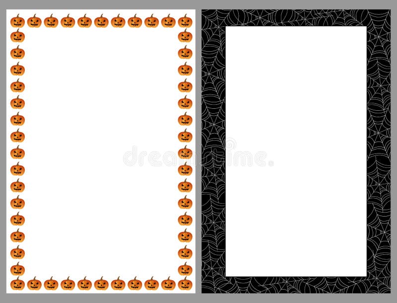 Set of two frames for Halloween:the first with pumpkins borders and the second with spider web borders.Isolated on grey background.EPS available. Set of two frames for Halloween:the first with pumpkins borders and the second with spider web borders.Isolated on grey background.EPS available