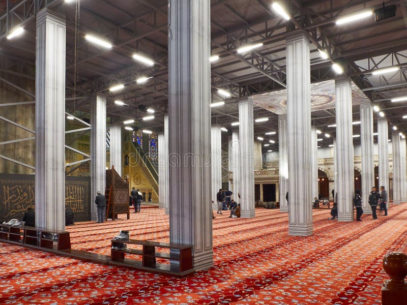 Restoration framework in the prayer area of Sultanahmet Mosque. Istanbul, Turkey - December 2019. Restoration framework in the prayer area of Sultanahmet Mosque. Istanbul, Turkey - December 2019.