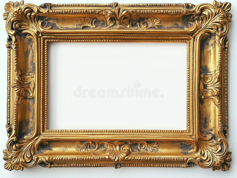 πλαίσιο εικόνας antique gold απομονωμένο λευκό φόντο. σχέδιο εσωτερικού πλαισίου με στυλ εποχής. κενό πλαίσιο για φωτογραφία γραφι διανυσματική απεικόνιση