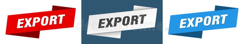 Export ribbon label sign set. export banner. Export ribbon label sign set. export banner