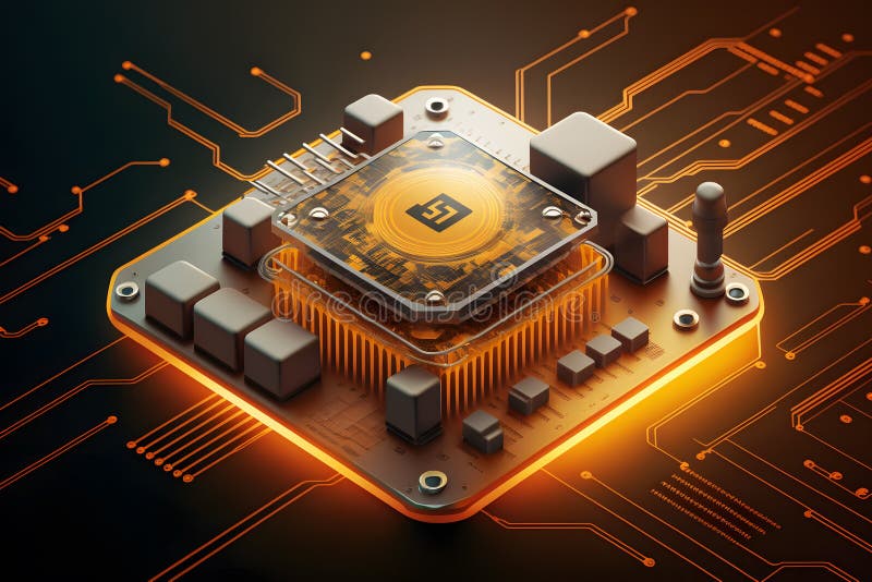 πλακέτα με chip και επεξεργαστή κάρτας γραφικών παιχνιδιών. σύστημα προοδευτικής ψύξης για τον επεξεργαστή chip εικόνας και ελεύθερη απεικόνιση δικαιώματος
