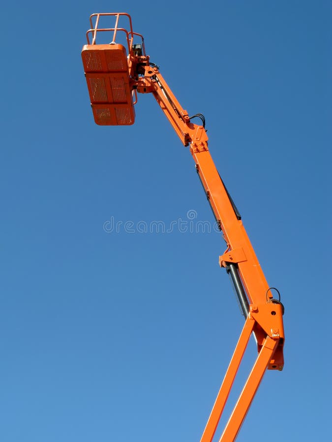 A tall cherry picker platform. A tall cherry picker platform.