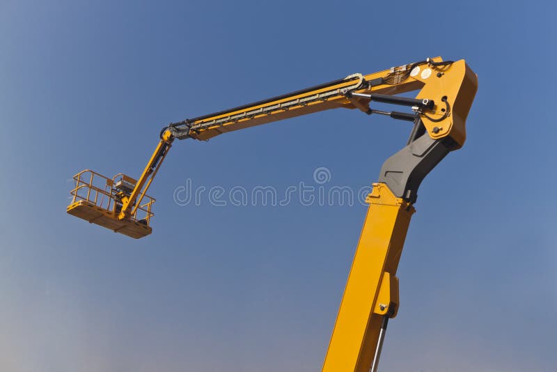 The Arm and Platform of Yellow Picker,Articulating Boom Lift. The Arm and Platform of Yellow Picker,Articulating Boom Lift