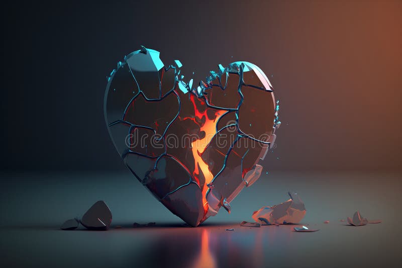 πληγωμένη καρδιά σε σκούρο φόντο 3d απεικόνιση απόδοσης. διανυσματική απεικόνιση
