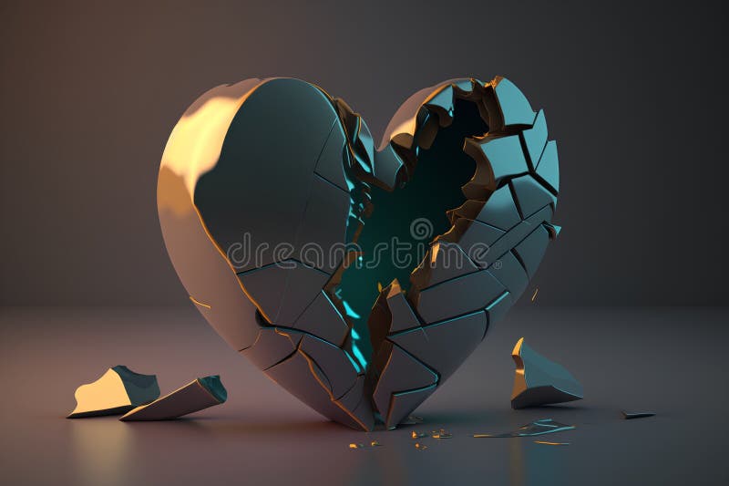 πληγωμένη καρδιά σε σκούρο φόντο απόδοση 3d. πληγωμένη καρδιά απεικόνιση αποθεμάτων