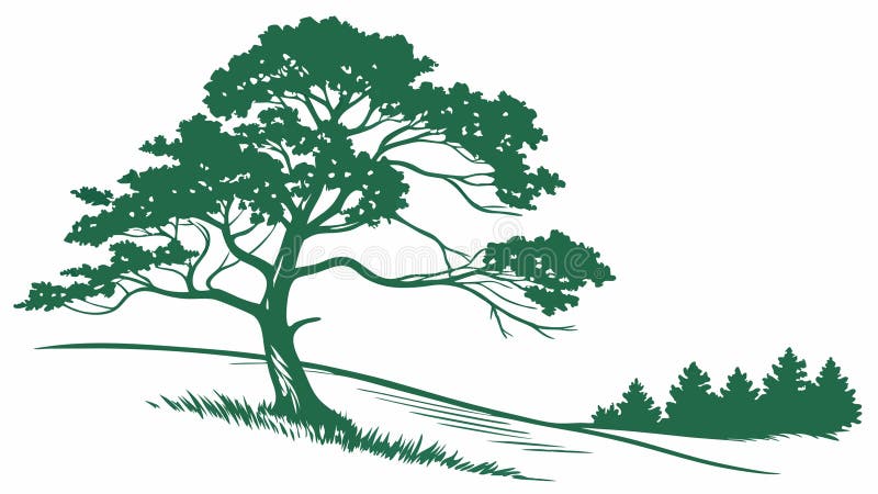 Πλούσιο πράσινο Bonsai Δέντρο Zen Σχέδιο Nature Art Δημιουργία τεχνητής νοημοσύνης διανυσματική απεικόνιση