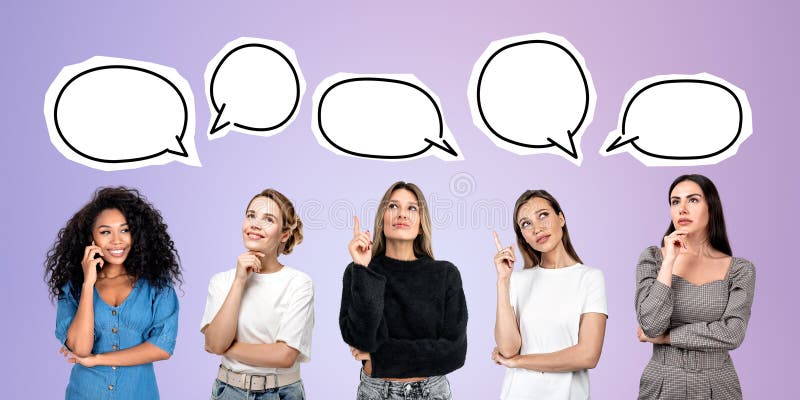 πολυεθνικές γυναίκες φοιτητές πορτραίτα στη σειρά στοκ εικόνα