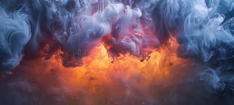 Colorful clouds of smoke in the form of a fire. Abstract background created using generative AI. Colorful clouds of smoke in the form of a fire. Abstract background created using generative AI