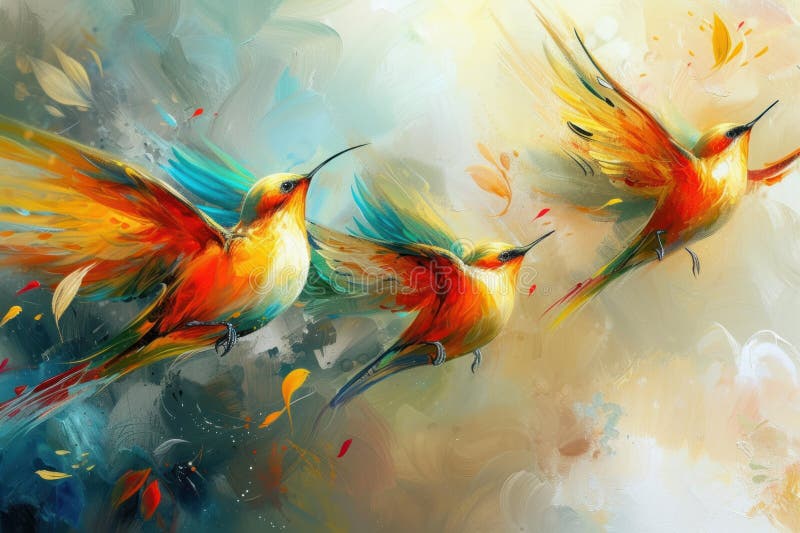 Colorful Beautiful Painting Birds. Nature wildlife. Generate Ai AI generated. Colorful Beautiful Painting Birds. Nature wildlife. Generate Ai AI generated