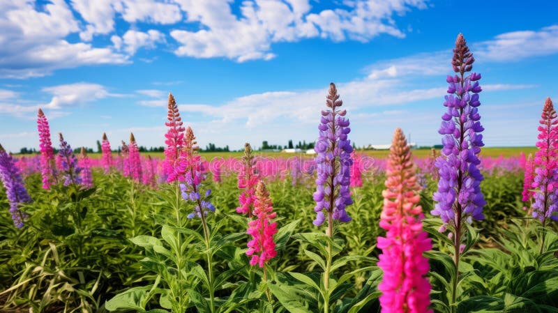 Colorful flowering crops in field Ai Generated image. Colorful flowering crops in field Ai Generated image