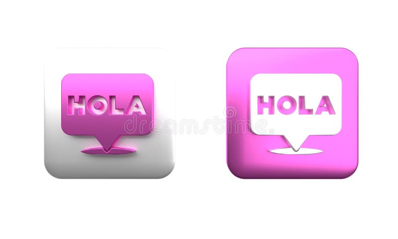 πολύχρωμο εικονίδιο hola απομονωμένο σε λευκό φόντο. απεικόνιση απόδοσης τετράγωνου κουμπιού 3d διανυσματική απεικόνιση