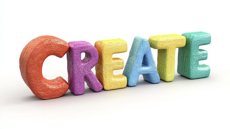 Πολύχρωμο σύμβολο CREATE από πηλό μοντελοποίησης απομονωμένο σε εικόνα λευκού φόντου. ελεύθερη απεικόνιση δικαιώματος