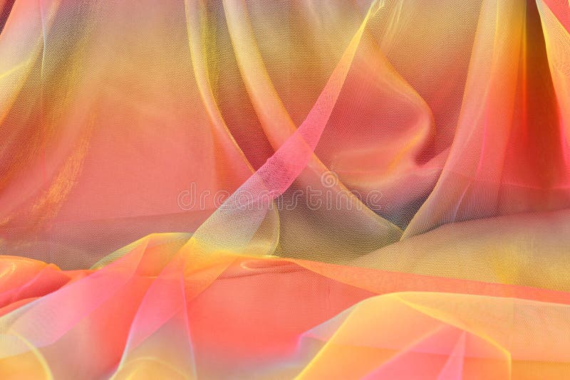 Colorful gradiant tulle chiffon fabric texture background. Colorful gradiant tulle chiffon fabric texture background