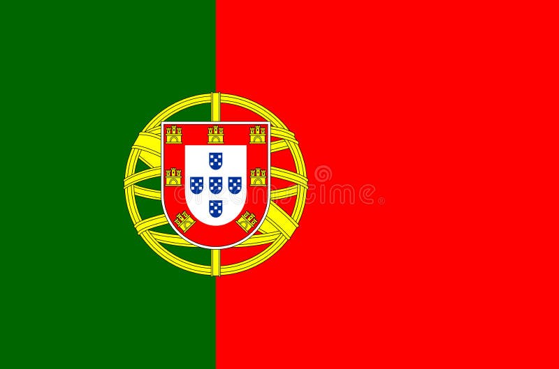 Portuguese national flag. Official flag of Portugal accurate colors, true color. Portuguese national flag. Official flag of Portugal accurate colors, true color