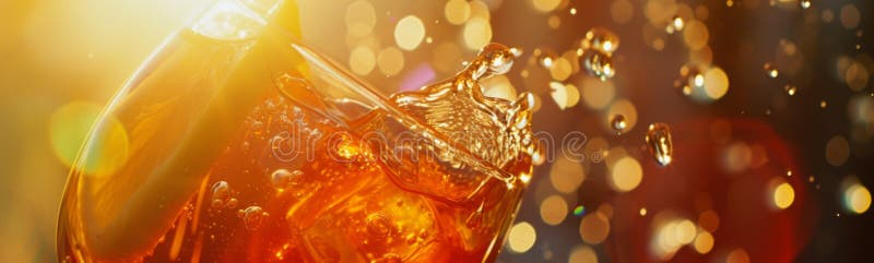 πορτοκαλί κρασί ξεπλένεται στο φως του ήλιου με αφρώδες κρασί στοκ φωτογραφίες