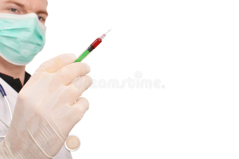 Πορτρέτο της νέας αρσενικής βελόνας εγχύσεων εκμετάλλευσης χεριών γιατρών στοκ εικόνες με δικαίωμα ελεύθερης χρήσης Πορτρέτο της νέας αρσενικής βελόνας εγχύσεων εκμετάλλευσης χεριών γιατρών στοκ εικόνες με δικαίωμα ελεύθερης χρήσης