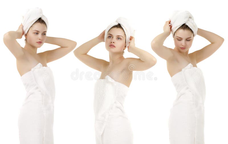 Πορτρέτο της φρέσκιας και όμορφης γυναίκας brunette που φορά την άσπρη ρυμούλκηση στοκ εικόνες Πορτρέτο της φρέσκιας και όμορφης γυναίκας brunette που φορά την άσπρη ρυμούλκηση στοκ εικόνες
