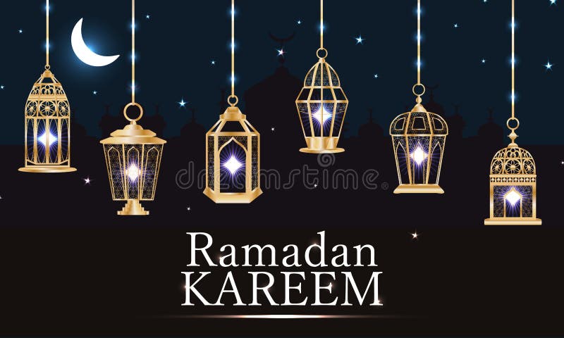 Πορφυρό ελαφρύ έμβλημα φαναριών Ramadan
