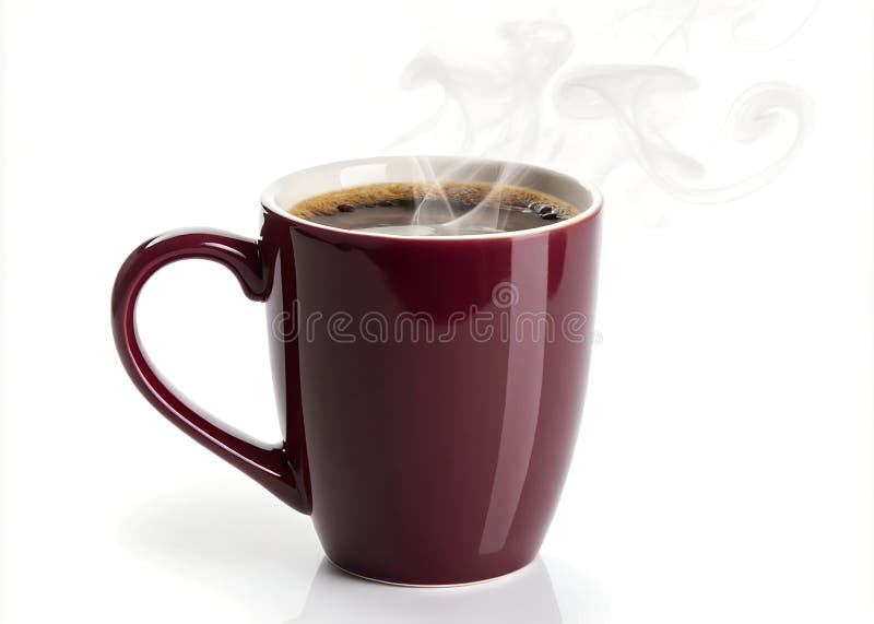 ποτήρι maroon mug κλείστηκε αράπης ζεστός ζεστός ζεστός καφές σε κομψό κύπελλο maroon cut out (κομψό ποτήρι μουρούνας) απεικόνιση αποθεμάτων