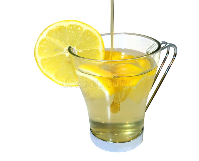 Lemon and honey drink isolated on white. Lemon and honey drink isolated on white