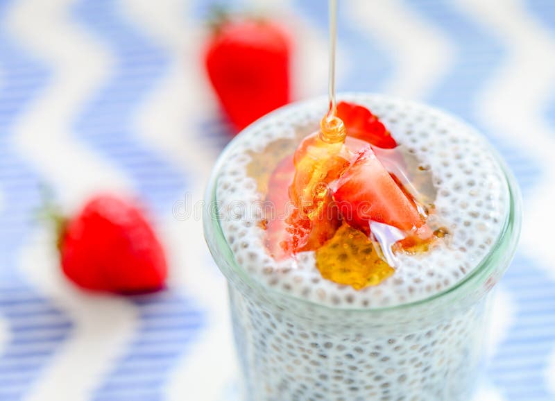 Chia seed pudding served with berries,bananas. Chia seed pudding served with berries,bananas