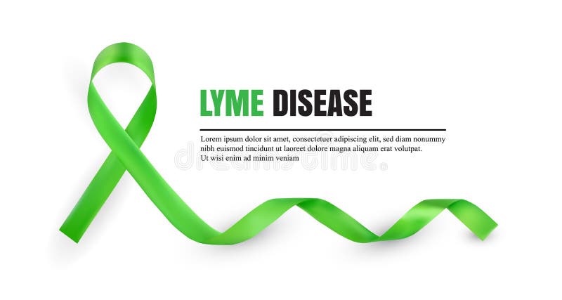 Green Lyme Disease Awareness Symbolic Satin Ribbon Isolated on White Background with Place for Text. Realistic 3d Vector Illustration. Green Lyme Disease Awareness Symbolic Satin Ribbon Isolated on White Background with Place for Text. Realistic 3d Vector Illustration