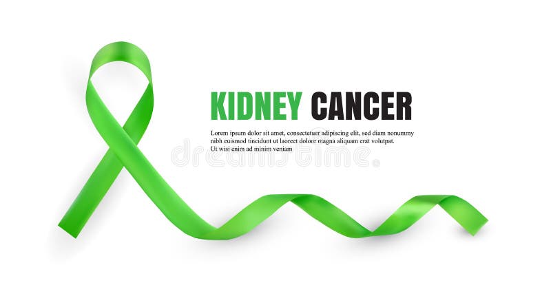 Green Kidney Cancer Awareness Symbolic Satin Ribbon Isolated on White Background with Place for Text. Realistic 3d Vector Illustration. Green Kidney Cancer Awareness Symbolic Satin Ribbon Isolated on White Background with Place for Text. Realistic 3d Vector Illustration