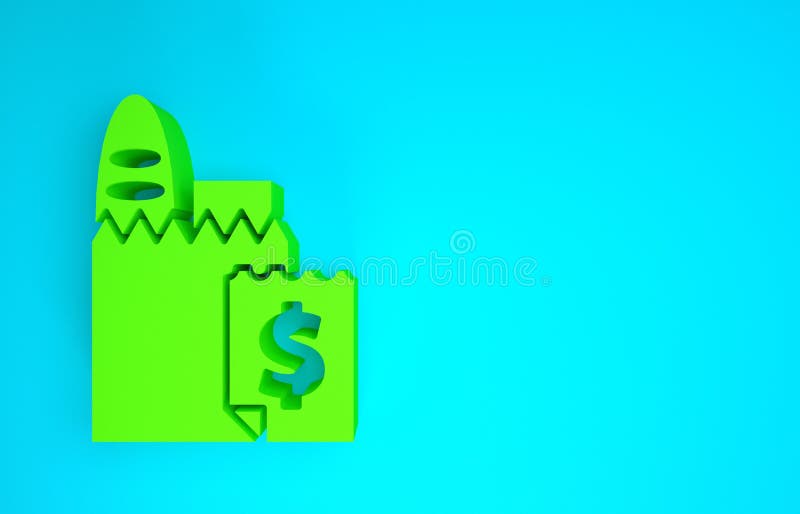 πράσινο online παραγγελία και εικονίδιο ταχείας παράδοσης τροφίμων απομονωμένο σε μπλε φόντο. μινιμαλισμός έννοια 3δ απεικόνιση 3δ διανυσματική απεικόνιση