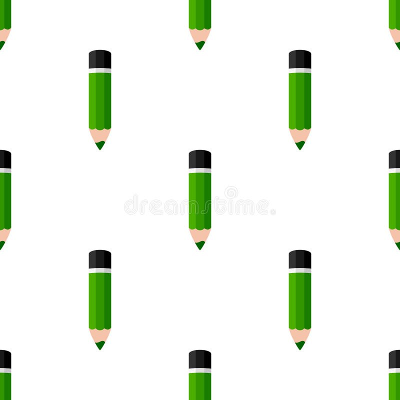 A seamless pattern with a green pencil flat icon, isolated on white background. Useful also as design element for texture, patterns or gift wrapping. Eps file available. A seamless pattern with a green pencil flat icon, isolated on white background. Useful also as design element for texture, patterns or gift wrapping. Eps file available.