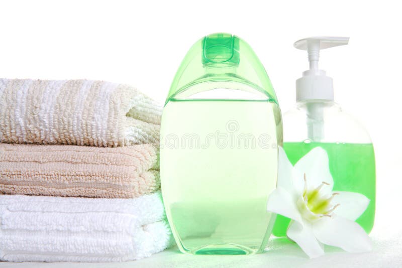 Still-life with green vial and soap, aroma and freshness. Still-life with green vial and soap, aroma and freshness