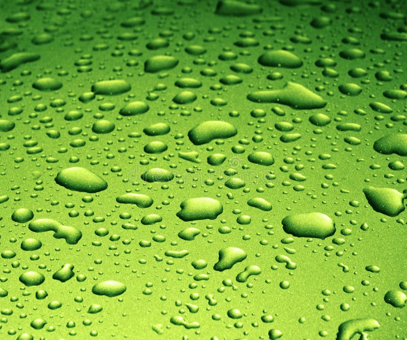 Water Splash Drops on Green Metallic Surface. Water Splash Drops on Green Metallic Surface