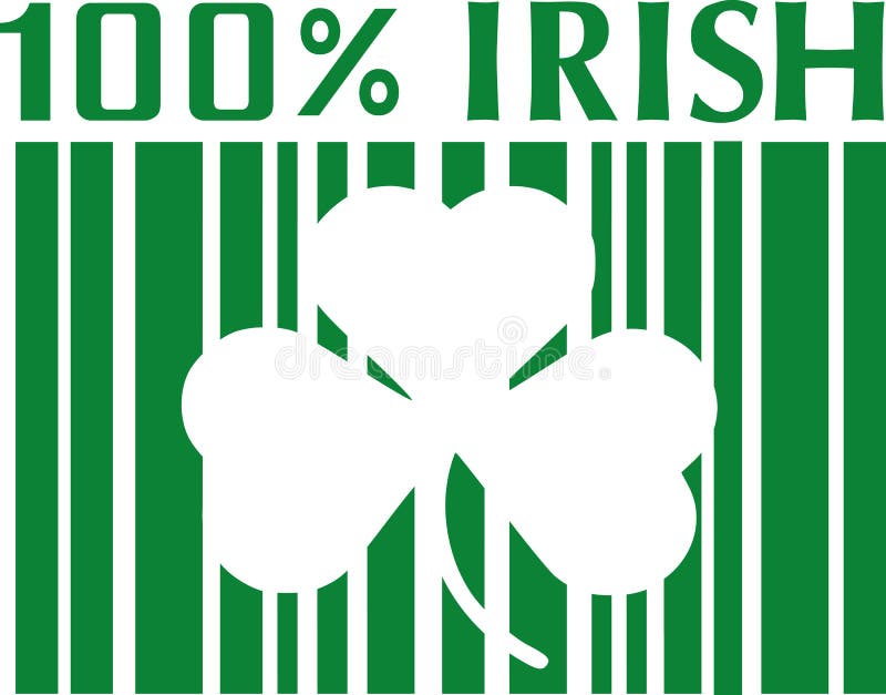 Πράσινος γραμμωτός κώδικας με 100% ιρλανδικά και το τριφύλλι