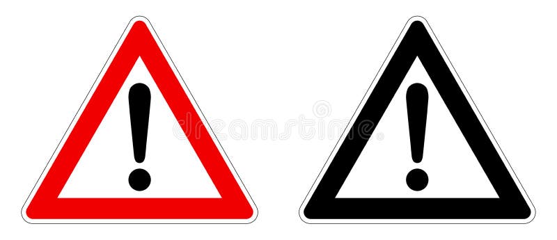 Προειδοποίηση/σημάδι προσοχής Σημάδι θαυμαστικών στο τρίγωνο Κόκκινη/γραπτή έκδοση διανυσματική απεικόνιση